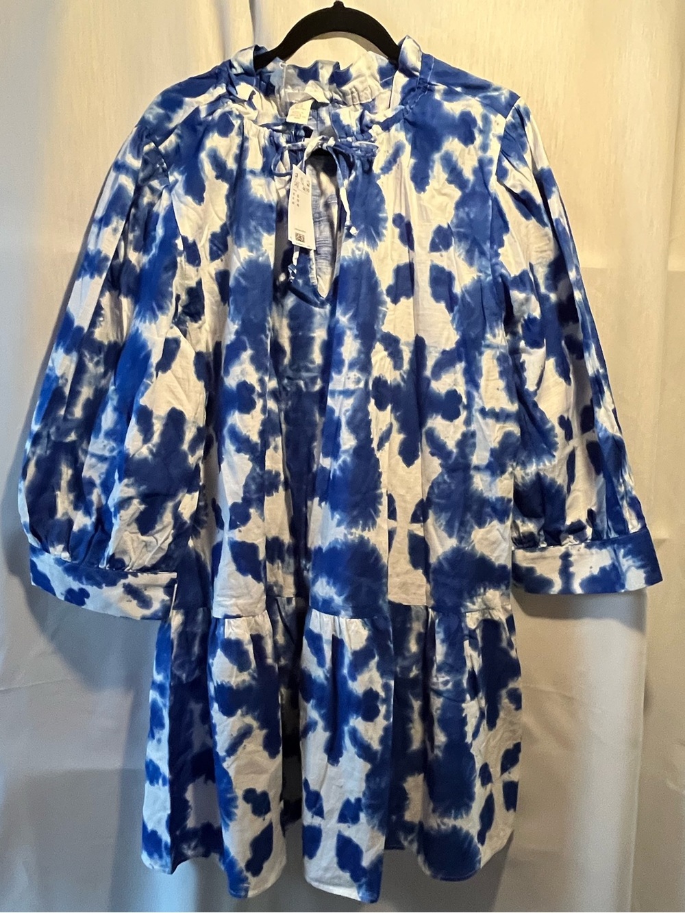 H&M Blue and White Tie-Dye Tunic Dress